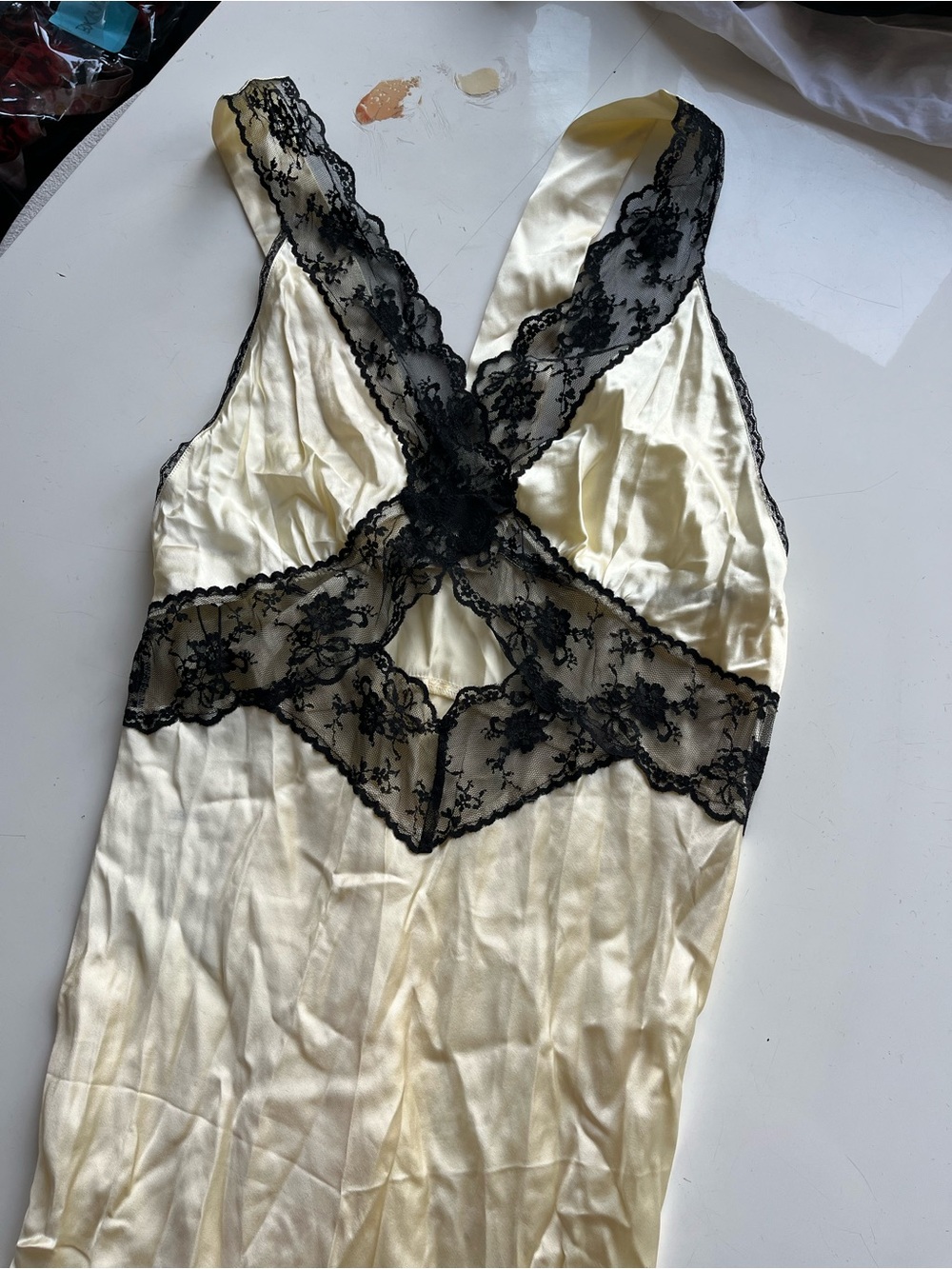 SIR the label Ivory Slip Dress with Black Lace - Picture 3 of 4